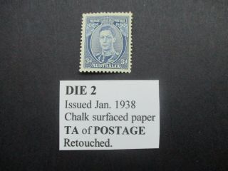 Pre Decimal Stamps: 3d Kgvi Variety - Rare (h298)
