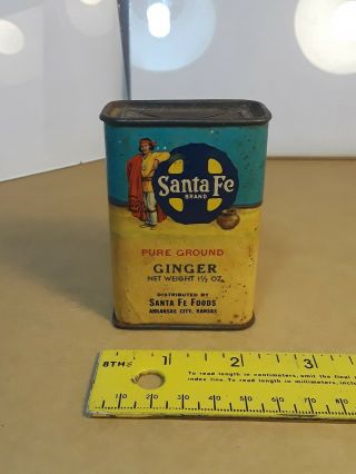 Rare Vintage Sante Fe Brand Spice Tin Can Ginger - Arkansas City,  Ks