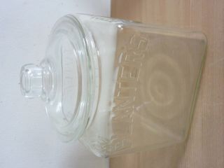 Antique Planters Peanuts glass candy store display jar w/lid 3