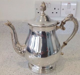 Vintage Silver Plated Teapot With Ornate Handle And Spout