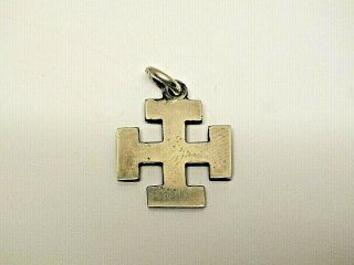 Antique Sterling Silver Cross Potent Pendant - Knights Templar/ Masonic Interest