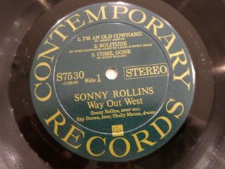 Sonny Rollins Way Out West LP ULTRA RARE CONTEMPORARY GREEN LABEL STEREO PRESS 2