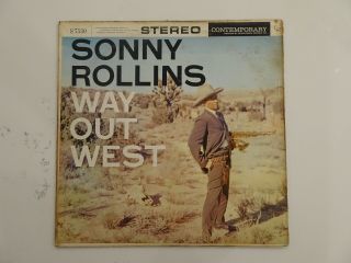 Sonny Rollins Way Out West LP ULTRA RARE CONTEMPORARY GREEN LABEL STEREO PRESS 3
