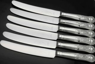 Kings Pattern - Set Of 6 Silver Plated Dinner Knives - Sheffield Vintage Cutlery