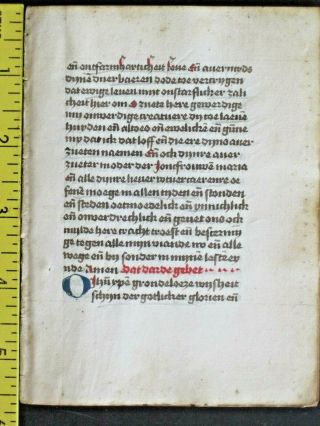 Rare Dated Liturgical Paper Manuscript Quire,  10 Lvs.  Vernacular Dutch,  Done1501 1
