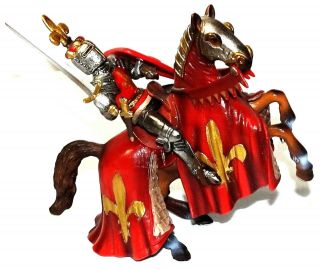 Schleich Prince On Reared Horse (red) 70018 Rare Retired 2013 World Of Knights