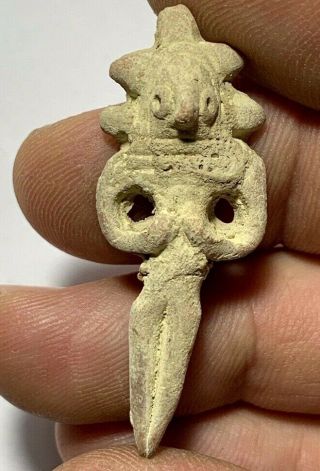 Rare Indus Valley Teracotta Female Fertility Idol Doll Pottery 2.  8gr 47.  7mm