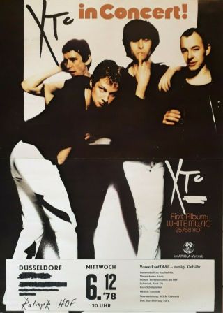 Xtc Concert Promotional Poster - Live In Dusseldorf Germany 1978 Rare