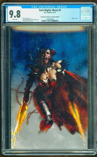 Dark Nights Metal 2 Cgc 9.  8 Virgin Dell Otto Wonder Woman Rare Convention Ed.