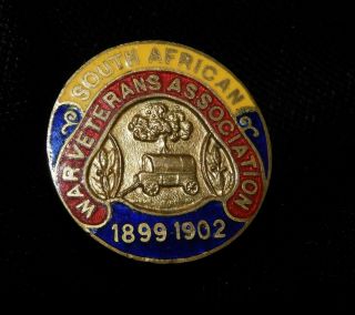 Antique Enamel Badge Boer War South African Veterans Assoc 1899 - 1902
