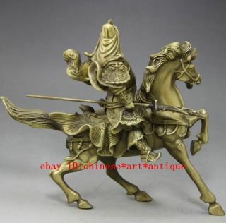 China Old copper Ancient Guan yu Warrior God Horse Statue f01 2