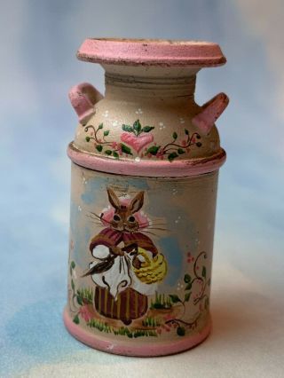 Vintage Miniature Dollhouse Karen Markland 1988 Pink Bunny Milk Can Handles Rare