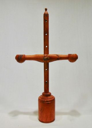 Rare Mid 19th C Table Top Adjustable Wooden Double Candle Holder