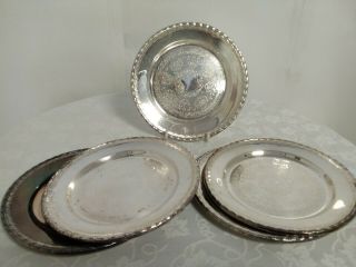 5 Vintage Silver Plated Serving Trays From Sweden With Very Elegant Patterns.