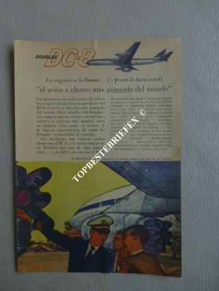 Douglas Dc8 Dc - 8 Airlines Ad Old Advertising From Argentine Rare B21