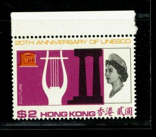 (hkpnc) Hong Kong 1966 Unesco $2 With Colour Shift Variety Vf Um Rare
