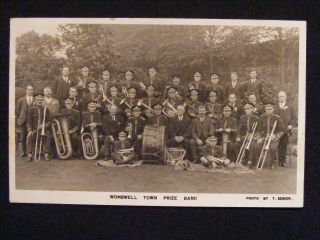 Very Rare Vintage Wombwell Town Prize Brass Band Rp Postcard Near Barnsley