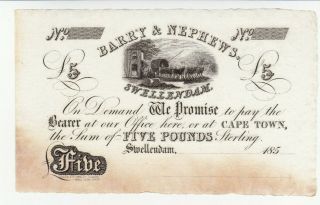 5 Pounds Ef Banknote From British South Africa 1850 