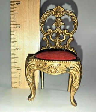 Vintage Fancy Metal & Velvet Cushion Chair Doll House Miniature Furniture 1:12