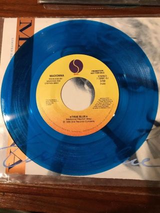 1986 Madonna True Blue Sire 45 Rpm 7 " Blue Vinyl Promo Label Rare 2 Versions