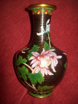 Chinese Cloisonne Enamel / Brass Floral Pattern Vase