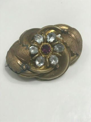 Antique Georgian Gold Filled Crystal Cluster Brooch Pin