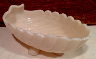 Large Cambridge Crown Tuscan Shell Bowl Pink Opaque Milk Glass Rare 4 Footed