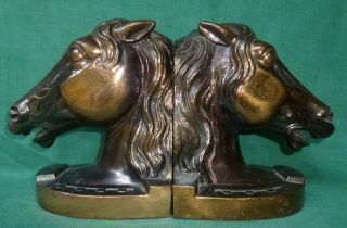 Metal Horse Bookends,  6 1/4 " High.  Copper/bronze Finish.  C.  1950
