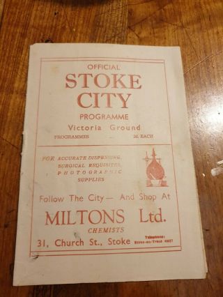 Blackpool Vs Stoke City December 1946 Football Programme Rare