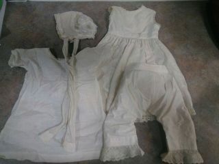 Antique Victorian Dress Undergarments & Bonne For French Or German Doll 22 - 34”