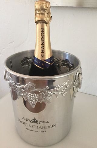 Rare Moet & Chandon Vintage Champagne Wine Ice Bucket Grapes Meaux Argit France