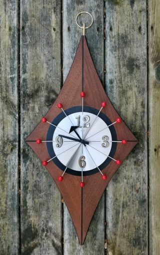 Rare Vintage/mid - Century Modern Welby Atomic Starburst Wall Clock Triangle/ball