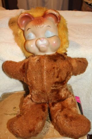 Vintage Knickerbocker ? Rushton ? Pouting Rubber Face Sad Brown Bear Plush 15 "