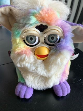 Furby 1999 Rare Model 70 - 800 Tiger Electronics Rainbow With White Belly Tie - Dye