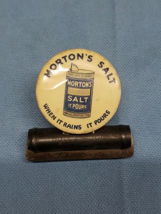 Vintage Antique Advertising Mortons Salt Note Clip