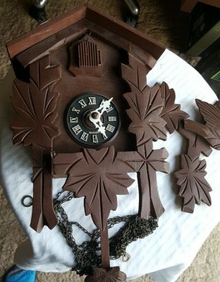 Old Vintage Or Antique German Wooden Bird Cuckoo / Wall Clock Restore / Parts
