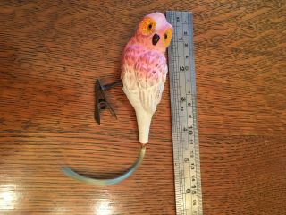 Antique Glass Clip - On Bird (owl) With Glass Eyes) Ornament - German