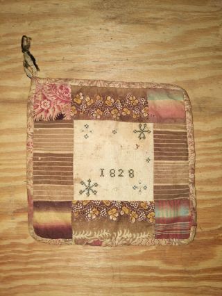 Antique Quilt Square Dated 1828.  From Bristol Ontario County Ny.