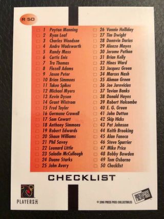 Peyton Manning 1998 VERY RARE Press Pass Reflector Shield Rookie Card 2