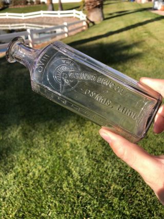 Extremely Rare Osakis Drug Co Minnesota Minn Antique Pharmacy Med Bottle