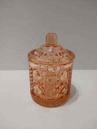 Vintage Antique Pink Depression Glass Lidded Candy Jelly Jam Jar