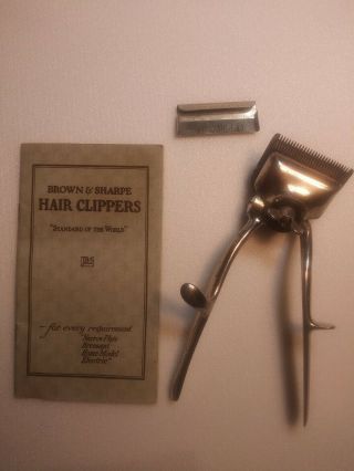 Antique 1926 Brown And Sharpe Hair Trimmers Beard Mustache Clippers W/ Rare Book