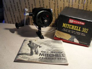 Vintage Garcia Mitchell 302 Saltwater Reel W/ Box & Paperwork