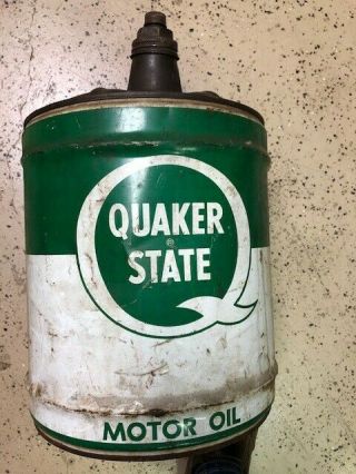 Antique Vintage 5 Gallon Oil Can Advertising Quaker State Motor Oil - Empty 1116