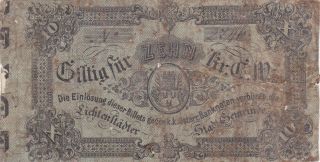 10 Kreuzer Vg - Banknote From Austrian Empire/bohemia 1849 Rare