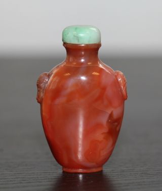 Antique Chinese Fine Carved Agate & Jade Monkey Snuff Bottle,  Qing Dynasty,  Rare