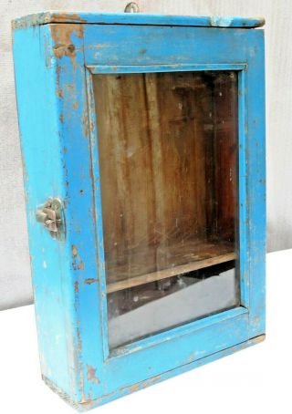 Vintage Wooden Cabinet Shabby Chic Curio Display Single Glass Door Showcase