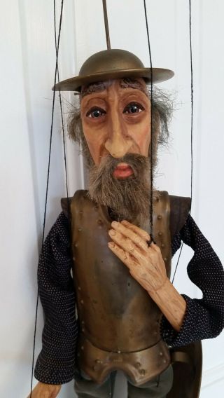 Vintage Don Quixote Marionette String Puppet Wood - Brass