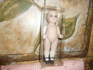 6 " Vintage German All Bisque Mignonette Jointed Doll 16 1/2 Blue Eyes Nude