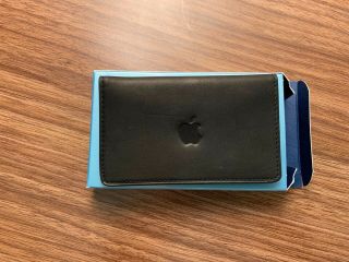 Rare Apple Logo Employee Business Card Holder - Blk Leather - Corporate